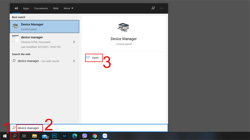 Truy cập v&agrave;o Device Manager
